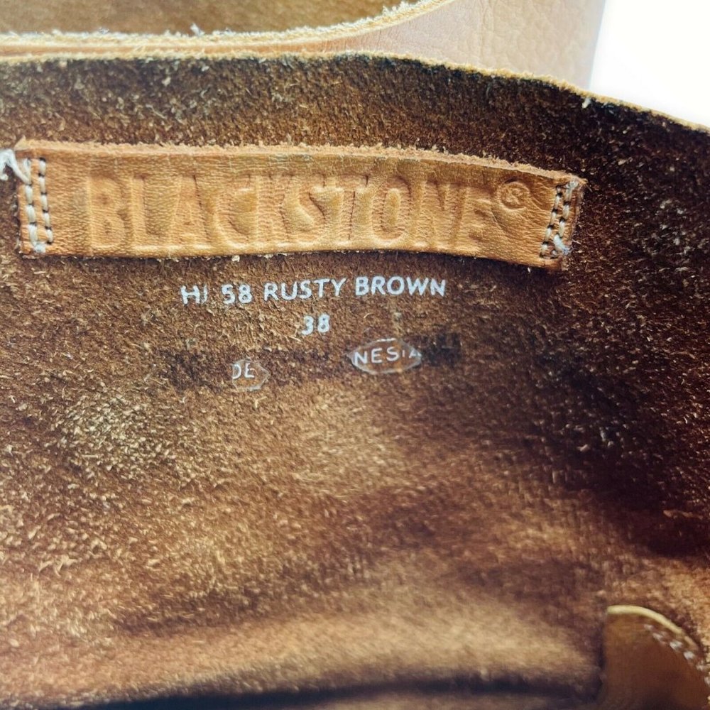 Blackstone Leather Ankle Boots Shoes Hl58 Rusty Brown Size 38 US 8 Women Pull On - Picture 7 of 7